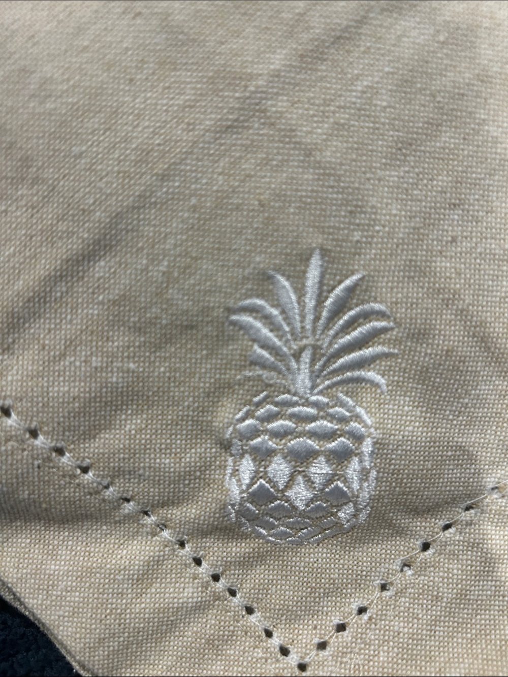 Mud Pie Cream Cotton Napkins Set with Pineapple Embroidery - Picture 3 of 5